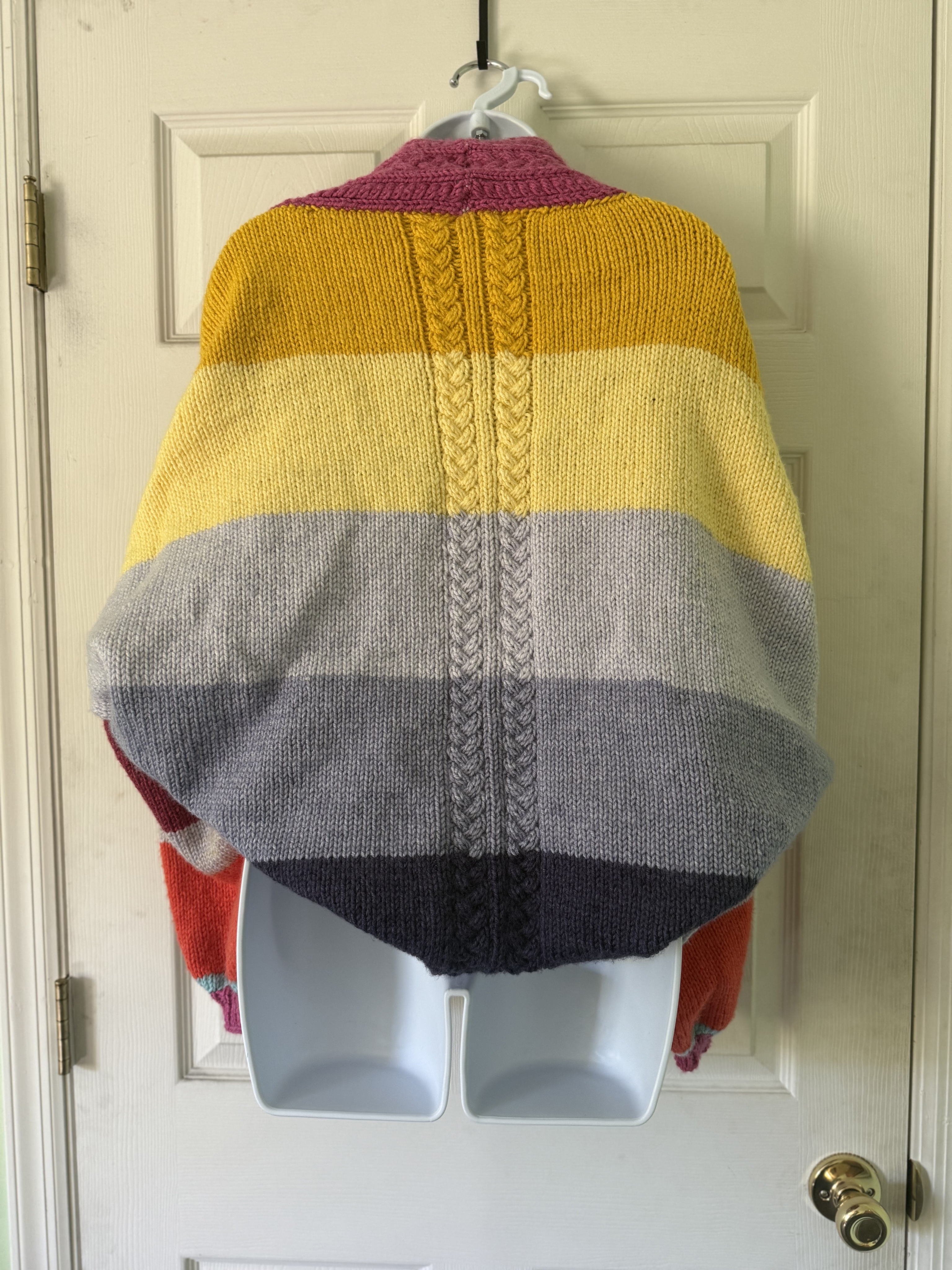 Knit Spring Color Striped Shrug Back